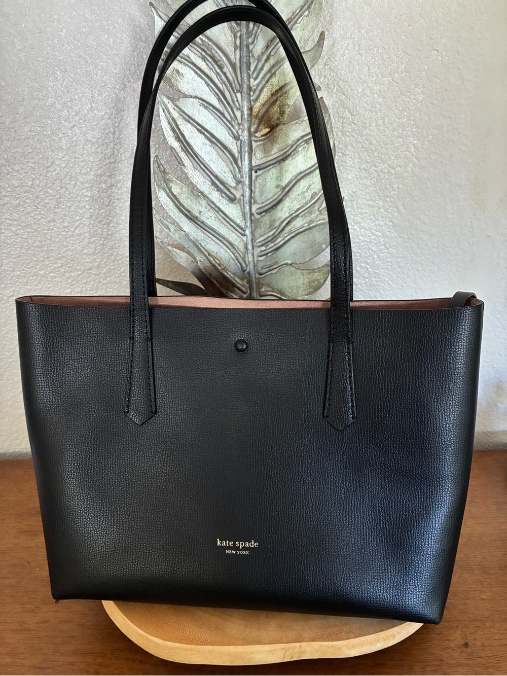 kate spade new york 
Black with Brown interior 
leather tote.No clutch.Like New!